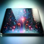 A wide image featuring an abstract representation of AI technology