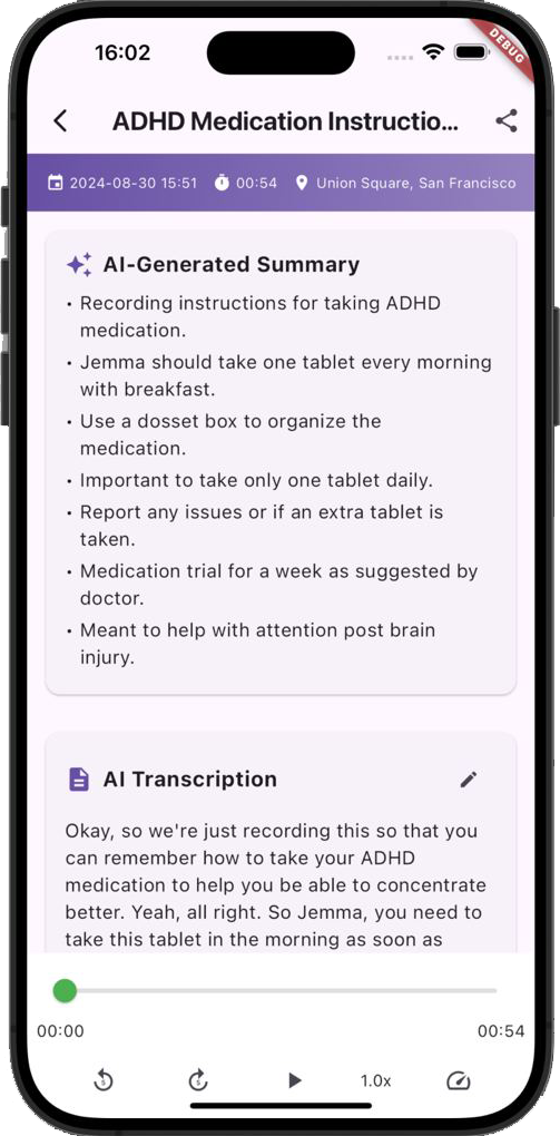 Productivity app Recallify platform of ADHD Medication instructions