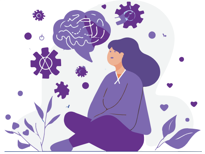 Illustration of person using cognitive support for memory and planning