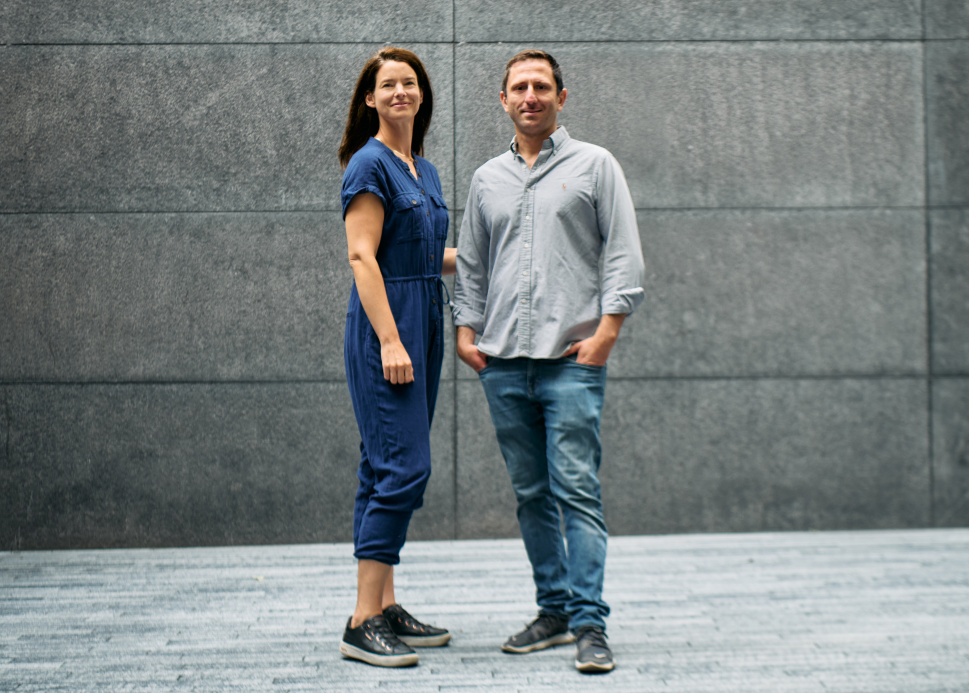 Dr Sarah Rudebeck and Dr Berkan Sesen, co-founders of Recallify, smiling side by side for Business Age profile.